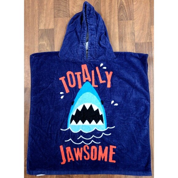 Tommy Bahama Totally Jawsome Shark Hooded Beach Poncho Towel Kids Hard to Find - Picture 1 of 7